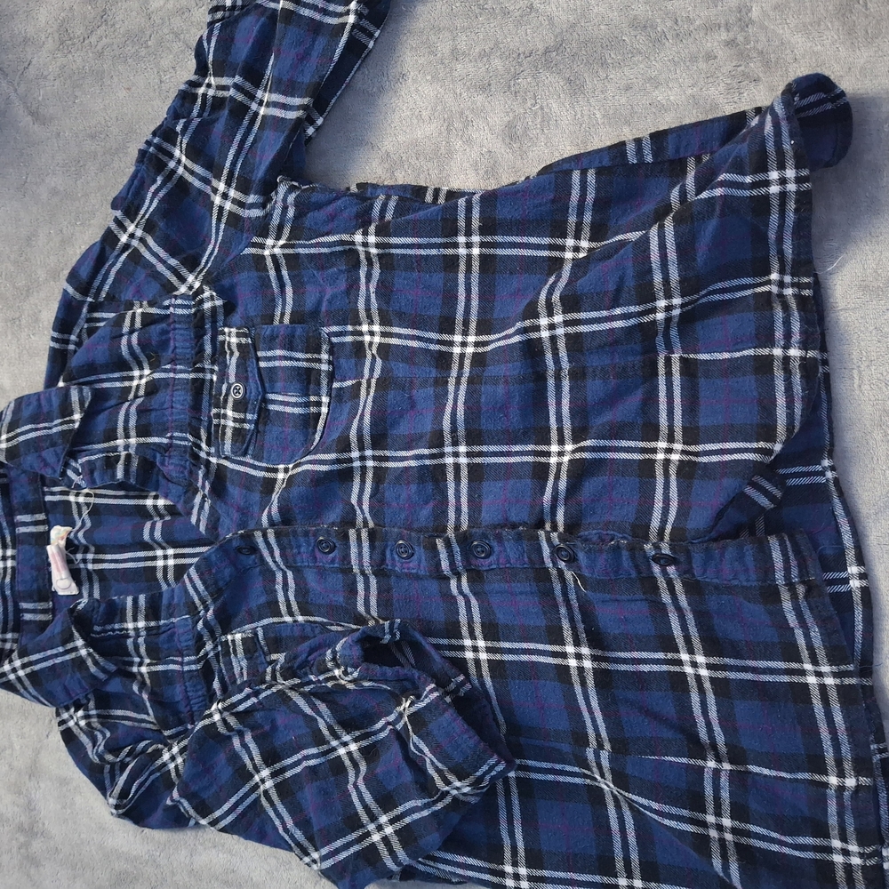 Blue Plaid Button-Up Shirt